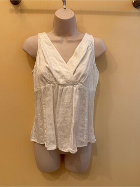 Austin Reed 100% cotton White V-Neck Sleeveless Women's Top S